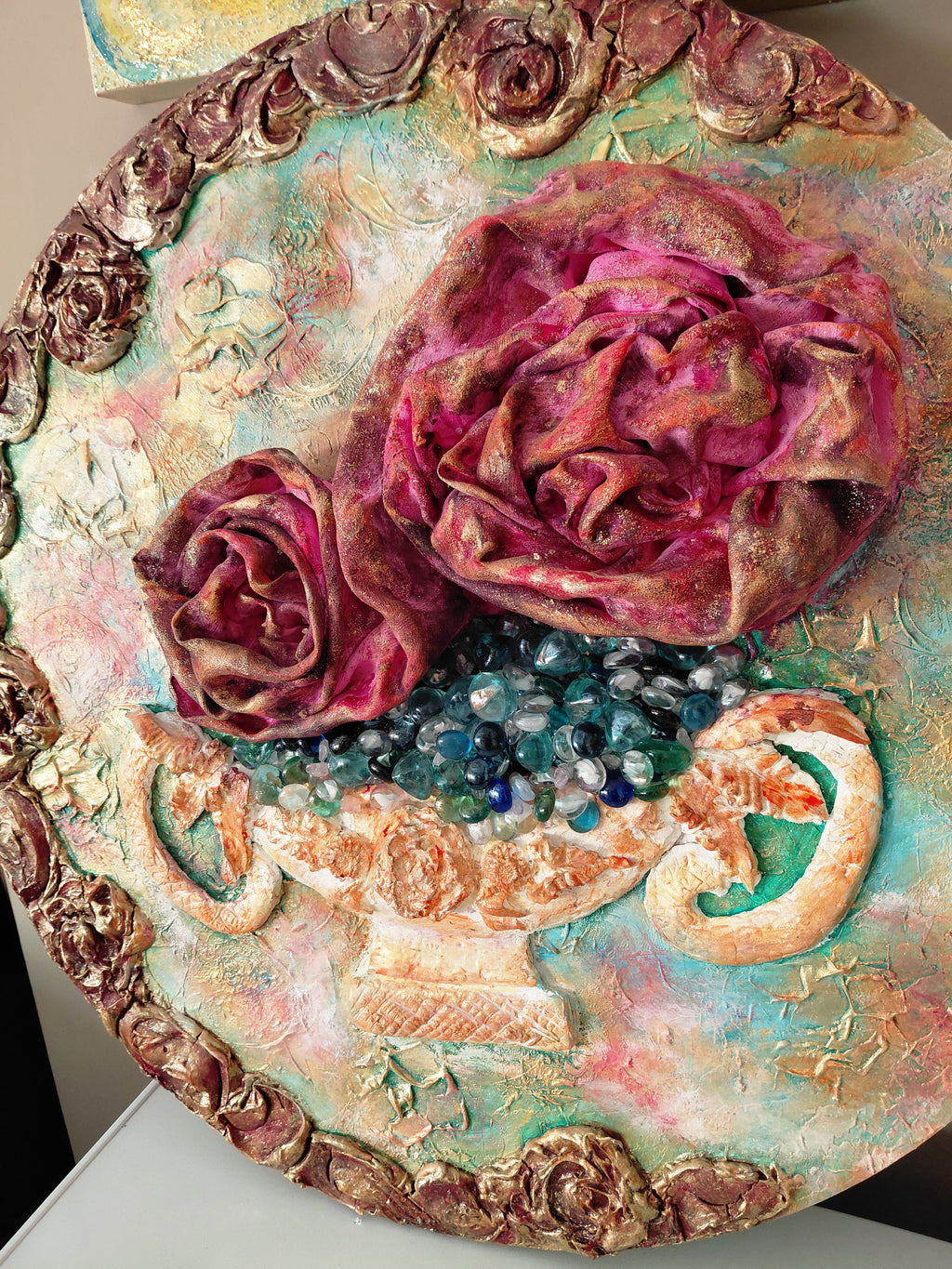 3D Painting Panel "Roses in a Vase"