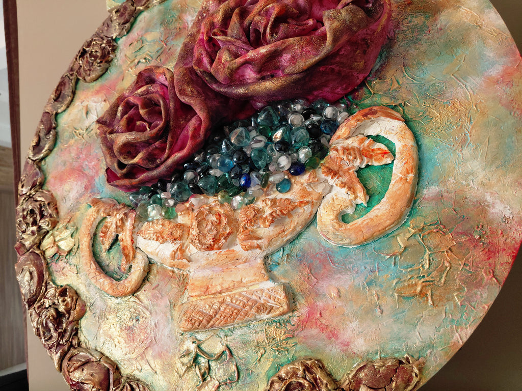 3D Painting Panel "Roses in a Vase"